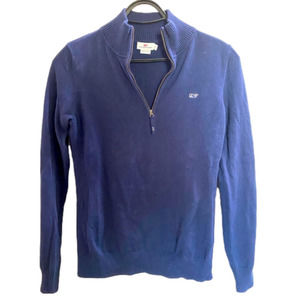 Vineyard Vines sweater women small 1/4Zip pullover navy blue knit Hamilton whale